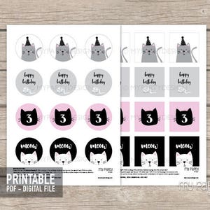 Cat Cupcake Toppers, Kitty Cat Party Decorations, Kitten Birthday Pawty ...