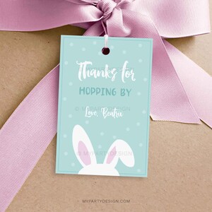 Bunny Favor Tags, Bunny Birthday Decorations, Thank You Tags, Easter Bunny Party (B) - INSTANT DOWNLOAD - Printable PDF with Editable Text