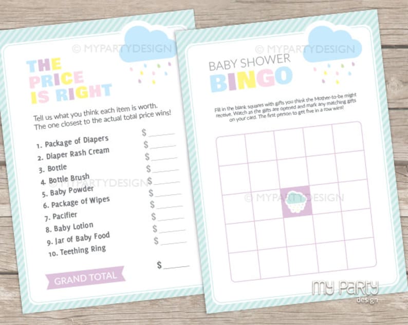 Cloud Baby Shower Games Pack Printable PDF with Editable Text INSTANT DOWNLOAD Gender Neutral Baby Sprinkle