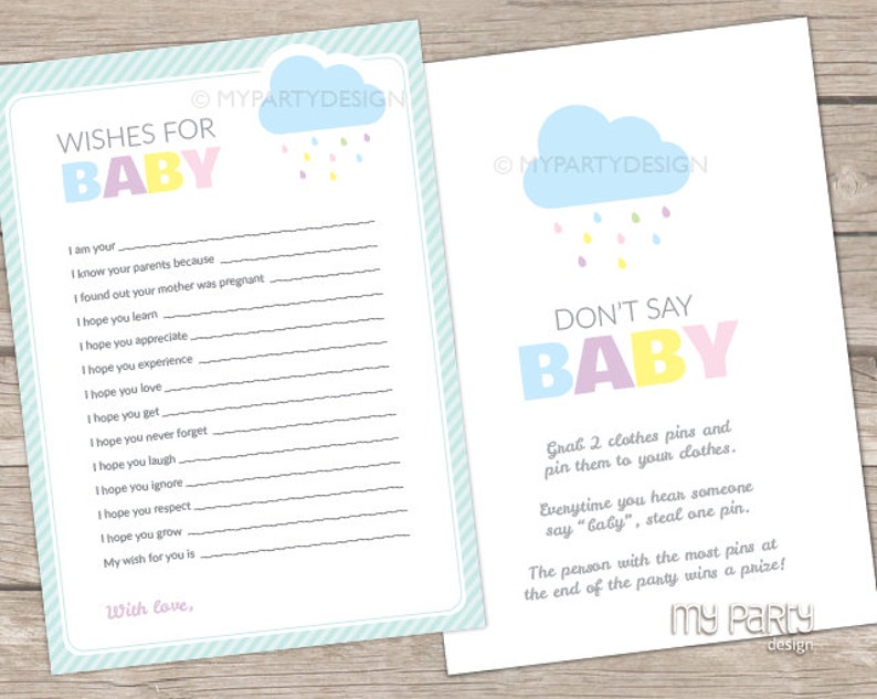 Cloud Baby Shower Games Pack Printable PDF with Editable Text INSTANT DOWNLOAD Gender Neutral Baby Sprinkle