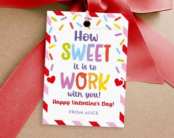 How Sweet It Is Work Valentines Gift Tag, Valentine's Day Labels for Coworker or Employee Gifts - INSTANT DOWNLOAD - Printable Editable PDF