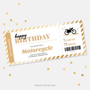 Motorrad Geschenkgutschein Vorlage, Motorrad Geburtstagsgeschenkkarte, Überraschungs fahren Zertifikat - SOFORT DOWNLOAD - Druckbare bearbeitbare PDF