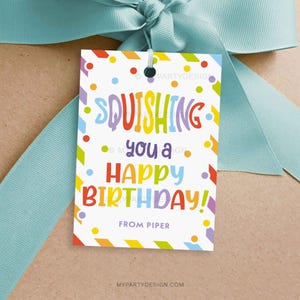 Squishing Ihnen ein alles Gute zum Geburtstag-Geschenkanhänger für Studentengeschenke, Klassenzimmer-Geschenketikett für Geburtstage - SOFORTIGER DOWNLOAD - Druckbare bearbeitbare PDF