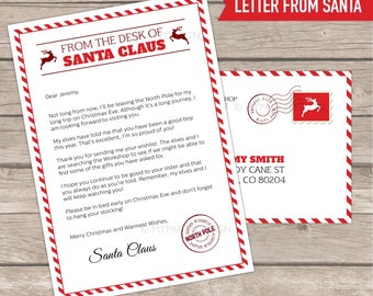 Letter from Santa Printable kit with Envelope Template, Christmas Letter from Santa Claus - INSTANT DOWNLOAD - Printable Editable PDF