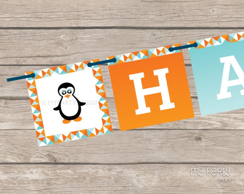 Penguin Birthday Banner Happy Birthday Bunting Winter Party - Etsy