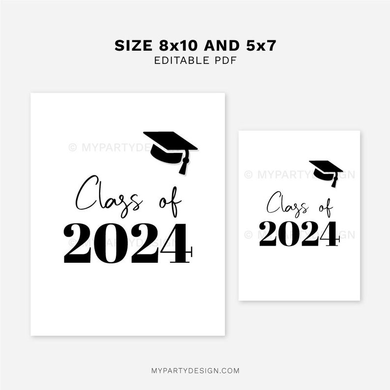 Grads Imagepdf Class of 2025 Graduation Sign, Black White Print for High School or ...