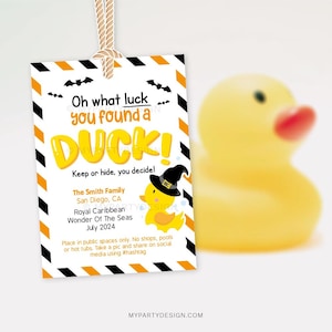 Halloween-tags voor cruise-eenden, je hebt een eend-tag gevonden voor het verbergen van een cruise-eend, vakantiecruises - INSTANT DOWNLOAD - afdrukbare bewerkbare pdf