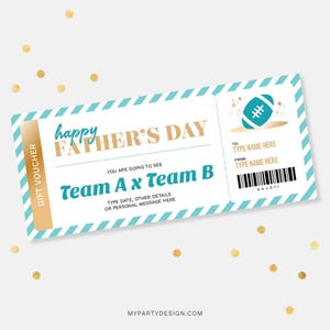 Vatertags-Fußball-Geschenkgutschein-Vorlage, Geschenkkarte für Vater, Überraschungs-Sportspiel-Karte - SOFORTIGER DOWNLOAD - Druckbare bearbeitbare PDF-Datei