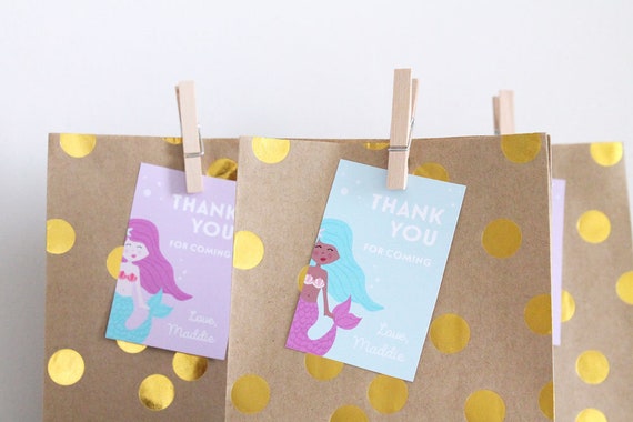 Mermaid Favor Tags, Mermaid Thank you Tag, Mermaid Party Printables, Mermaid Birthday Decorations, INSTANT DOWNLOAD - Printable Editable PDF Il_570xn