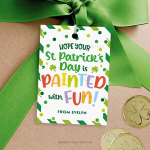St. Patrick's Painted met leuk cadeaukaartje, verf St. Patrick's Day-label voor studenten of klascadeaus - INSTANT DOWNLOAD - afdrukbare bewerkbare pdf
