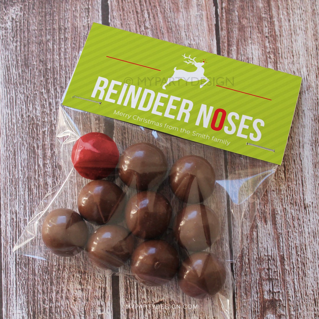 Reindeer Noses Bag Topper, Christmas Class Gifts, Christmas Treat ...