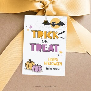Trick or Treat Tag, Halloween Gift Label, Class Gift for Students or Classmates - INSTANT DOWNLOAD - Printable Editable PDF