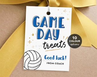Volleyball Game Day Treats Good Luck Tag, Candy or Chocolate Encouragement Gift for Sports Team - INSTANT DOWNLOAD - Printable Editable PDF