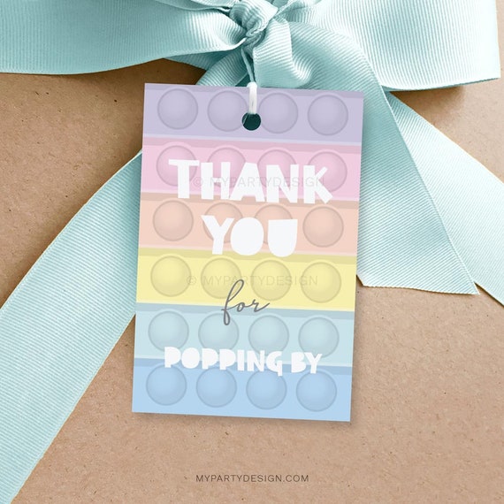 Fidget Party Favor Tags, Thanks for Popping By Thank you Labels, Pastel Tween Pop Toy Decor - INSTANT DOWNLOAD - Printable Editable PDF Il_570xn