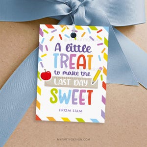 Kleine traktatie om de laatste dag lief te maken cadeaulabel, cadeaulabel einde schooljaar voor klascadeaus - INSTANT DOWNLOAD - afdrukbare bewerkbare pdf