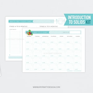 Dagboek babyvoeding, speentabel, inleiding tot vaste stoffenkit, First Foods maaltijdplannerkalender - INSTANT DOWNLOAD - afdrukbare bewerkbare pdf