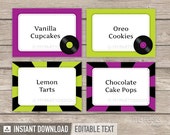 Music Place Cards, Food Labels, Tent Labels, Musical Party Decorations - INSTANT DOWNLOAD - Printable PDF with Editable Text Il_170x135