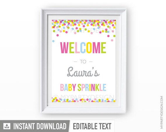 Baby Sprinkle Welcome Sign - Baby Shower Editable Sign - Portrait - INSTANT DOWNLOAD - Printable PDF with Editable Text (BB01) Il_570xn