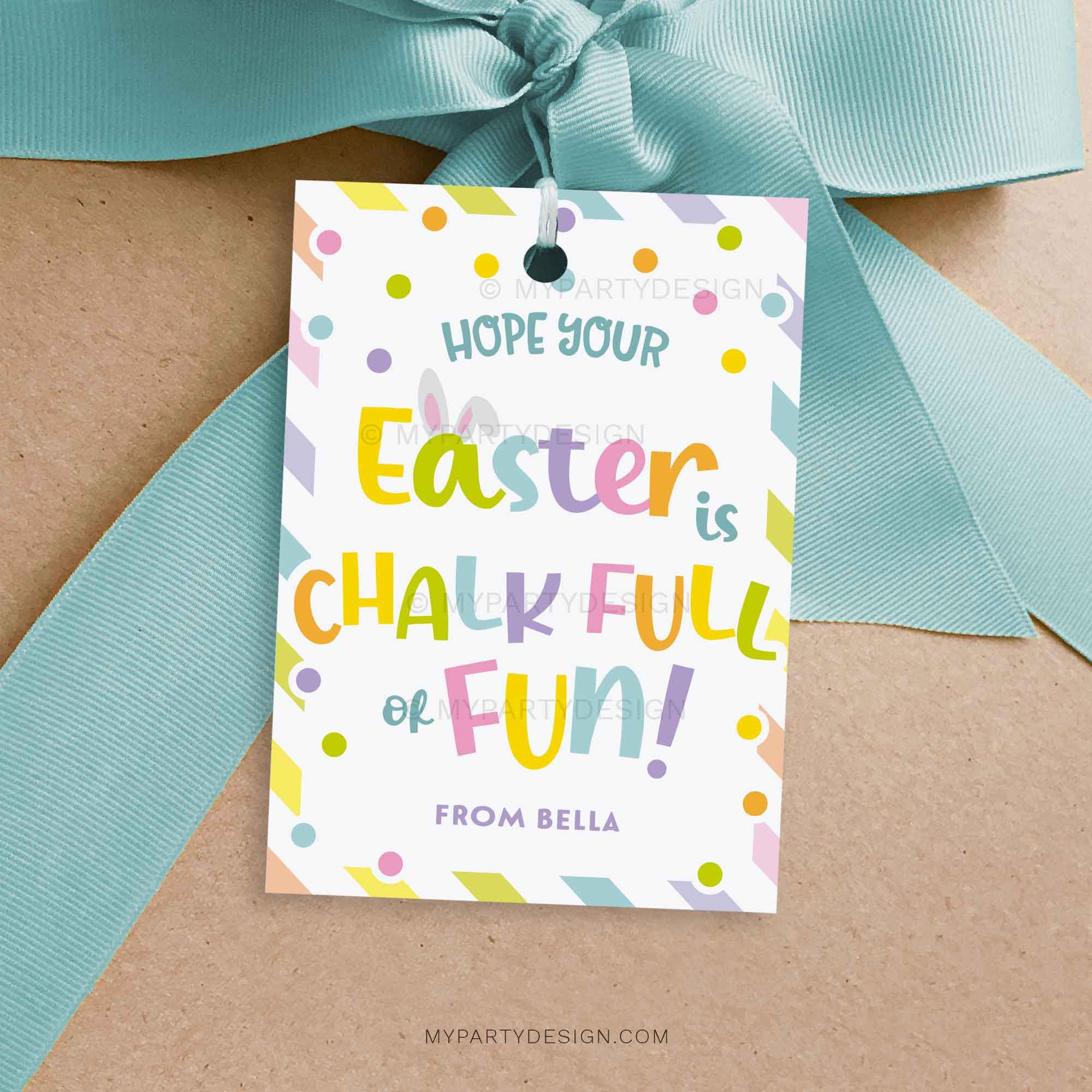 Easter Chalk Full of Fun Gift Tag, Easter Chalk Sticks or Paint Labels ...