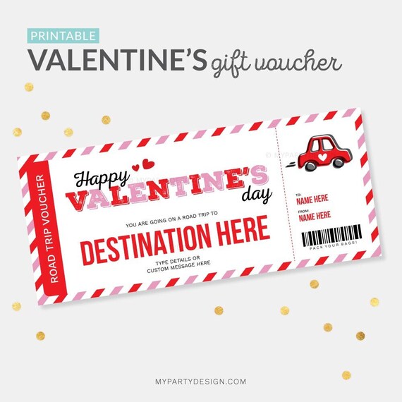 Valentine's Day Road Trip Gift Voucher, Surprise Flying Ticket, Helipad Gift Ticket Template - INSTANT DOWNLOAD - Editable PDF Il_570xn