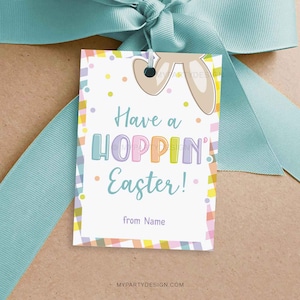 Etichetta regalo di Pasqua saltellante, regalo di coniglietto di primavera dall'insegnante agli studenti - DOWNLOAD IMMEDIATO - PDF modificabile stampabile