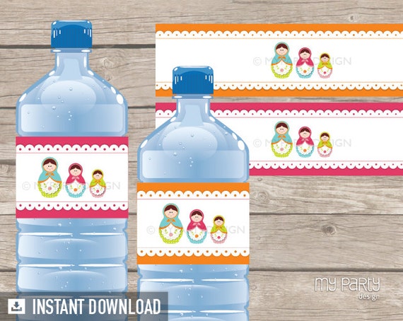 Matryoshka Party - Bottle Labels - Babushka Party - Russian Doll - INSTANT DOWNLOAD - Printable PDF Il_570xn