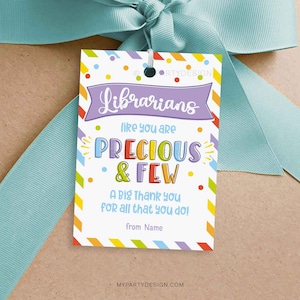 Librarian Appreciation Tag, Thank You Label for School Librarian Day, Library Week Gifts - INSTANT DOWNLOAD - Printable Editable PDF