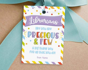 Librarian Appreciation Tag, Thank You Label for School Librarian Day, Library Week Gifts - INSTANT DOWNLOAD - Printable Editable PDF