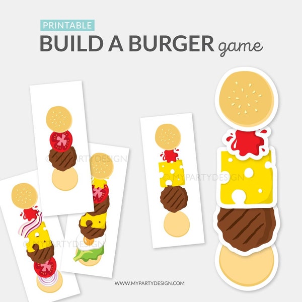 Build a Burger Game, Printable activity for Toddlers and Preschool, Homeschool Printable - INSTANT DOWNLOAD - Printable PDF