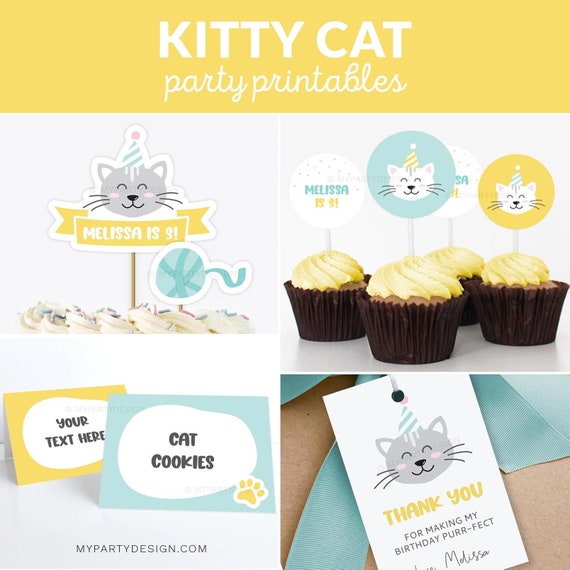 Purr-Fect Cat Birthday Party Decorations Kit,It's My T Shirt Purr-Fect Cat Birthday Party Decorations Kit,It's My T Shirt