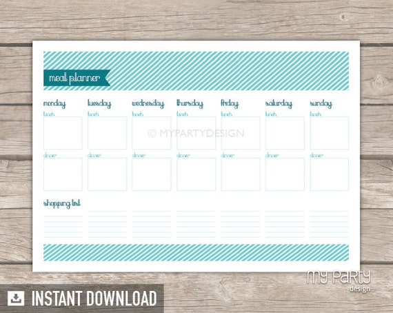 Weekly Meal Planner - INSTANT DOWNLOAD - Printable PDF Il_570xn