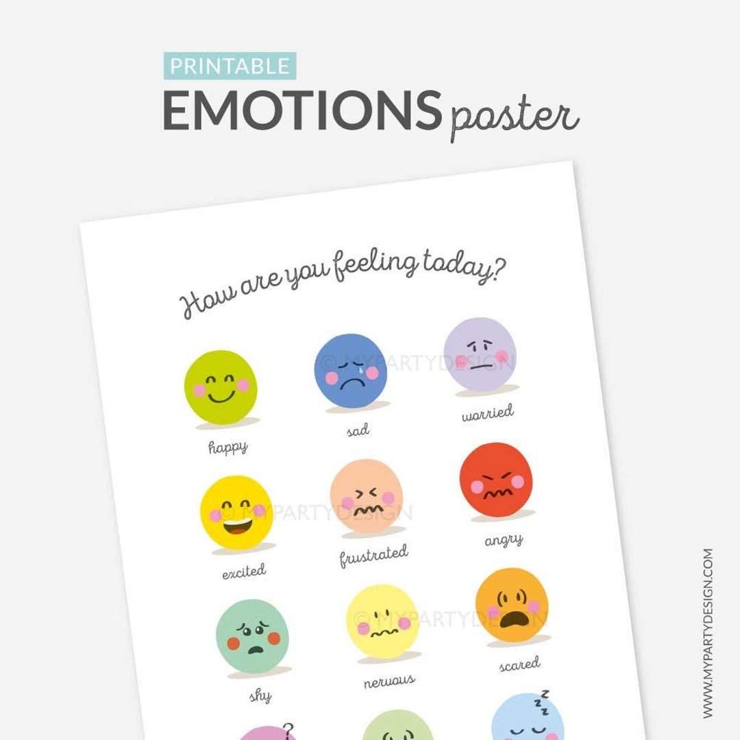 Printable Feelings Chart, Emotions Print for Kids Decor, Homeschool ...