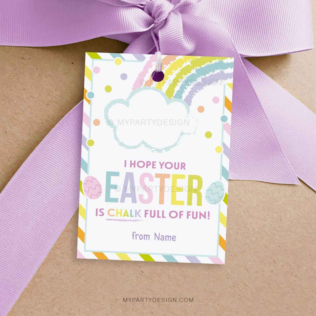 Easter Chalk Tag, Chalk Full of Fun Class Favor Gift Tags, Kids School ...