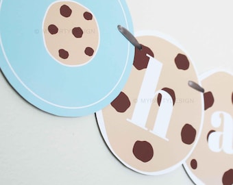 Milk and Cookies Birthday Banner, Cookies and Milk Party Decorations, First Birthday - INSTANT DOWNLOAD - Printable PDF with Editable Text