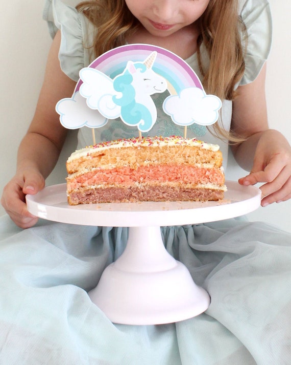 Topper per torta con unicorno, decorazioni per feste di compleanno con  unicorno arcobaleno per ragazze DOWNLOAD IMMEDIATO PDF stampabile -   Italia