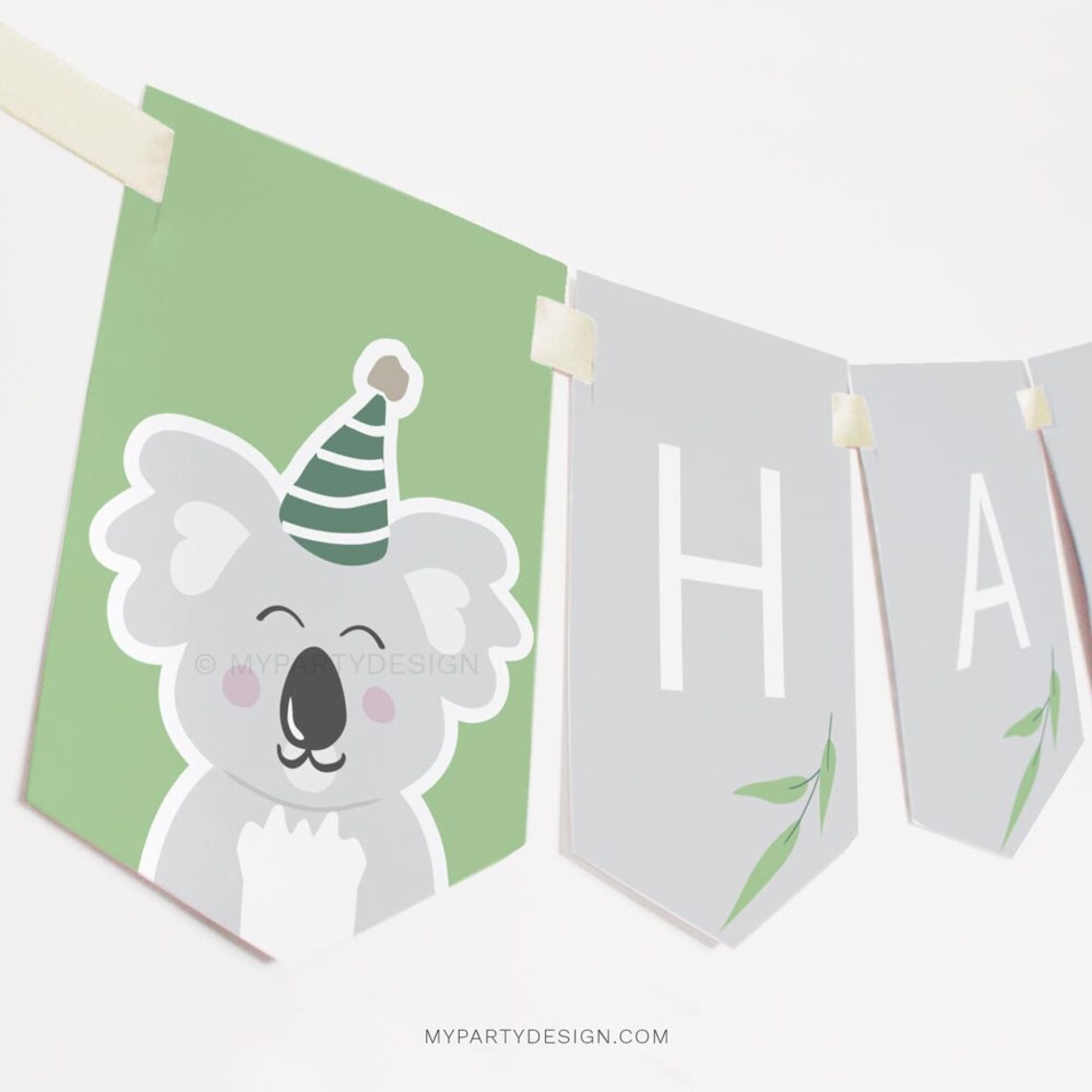 Koala Birthday Banner Party Bunting Australian Animal Etsy
