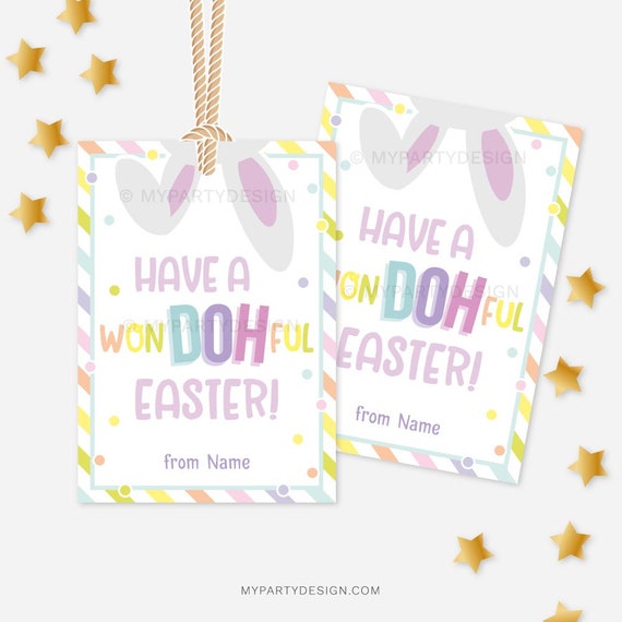 Play Dough Easter Tag, Have a WonDOHful Easter Favor Gift Tags, Kids School Team Class Label - INSTANT DOWNLOAD - Printable Editable PDF Il_570xn