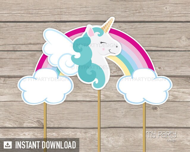 unicorn cake topper unicorn party printable decoration etsy