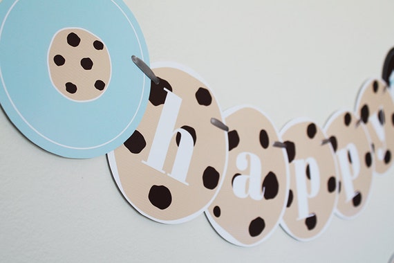 Cookies and Milk Birthday Banner, Milk and Cookies Party Decorations, Brown and Blue - INSTANT DOWNLOAD - Printable PDF with Editable Text Il_570xn