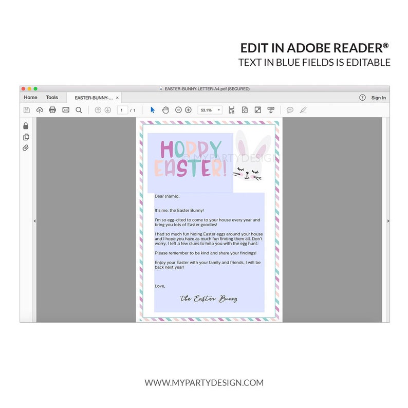 Easter Bunny Letter for Kids, Personalized Editable Letter From the ...