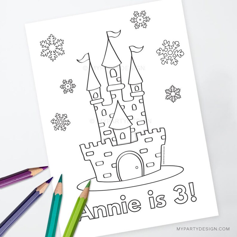 Ice Princess Castle Coloring Page Snow Princess Party - Etsy