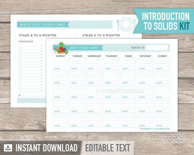 baby-food-diary-introduction-to-solids-kit-baby-food-chart-weaning-meal-planner-instant-download-printable-pdf-with-editable-text-etsy
