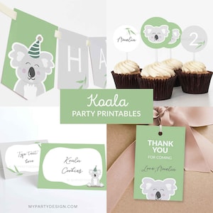 Koala Birthday Decorations, Koala Party Pack, Koala Party Kit, Koala Party Printables - INSTANT DOWNLOAD - Printable Editable PDF