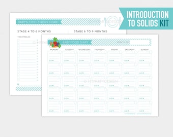 Baby Food Diary, Introduction to Solids Kit, Baby Food Chart, Weaning Meal Planner - INSTANT DOWNLOAD - Printable PDF with Editable Text