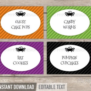 Halloween Food Labels Printable Halloween Party Place Cards Halloween