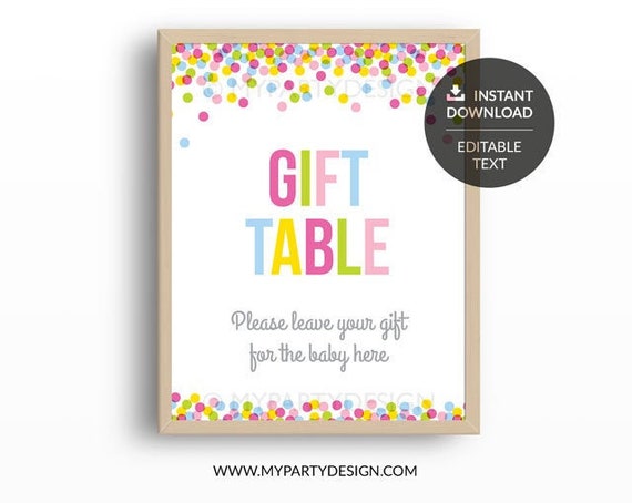 Baby Sprinkle Decorations, Gift Table Sign, Baby Shower Decor, Babyshower  Print INSTANT DOWNLOAD Printable PDF With Editable Text BB01 