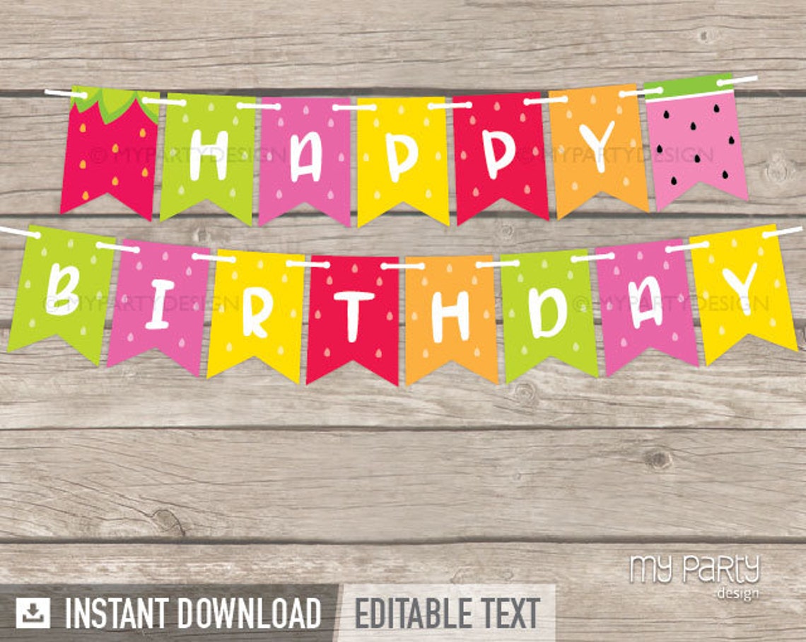 12Pcs 3D Fruit Party Banner - Tropical Hawaiian Summer Decor For Birthday, Baby Shower & Classroom