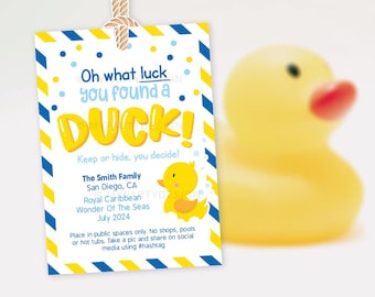 Cruise Ducks Tags, You Found a Duck Tag for Cruise Duck Hiding Game, Cruising Label - INSTANT DOWNLOAD - Printable Editable PDF