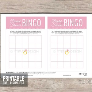 Pink Bridal Shower Bingo Game, Printable Bingo Cards, Wedding Games, Bachelorette Party Activity INSTANT DOWNLOAD Printable Editable PDF image 2