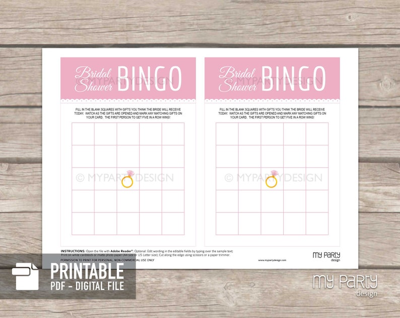 Pink Bridal Shower Bingo Game, Printable Bingo Cards, Wedding Games, Bachelorette Party Activity INSTANT DOWNLOAD Printable Editable PDF image 2